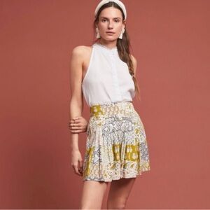 Anthropologie Maeve Patchwork Pleated Shorts